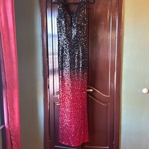 Sequence black with red bottom long dress